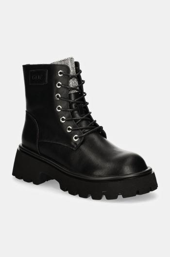 Kožené workery GOE dámske, čierna farba, na platforme, zateplené, OO2N4125 BLACK
