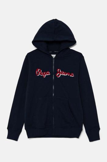 Detská mikina Pepe Jeans NEW LAMONTY ZIP tmavomodrá farba, s kapucňou, melanžová, PB581612