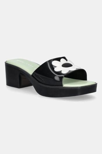 Šľapky Melissa MELISSA SHAPE + LAZY OAF AD čierna farba, na podpätku, M 33566