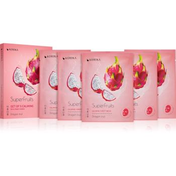 KORIKA SuperFruits Dragon Fruit - Set of 5 Calming Face Sheet Masks set pleťových masiek za zvýhodnenú cenu s upokojujúcim účinkom Dragon fruit