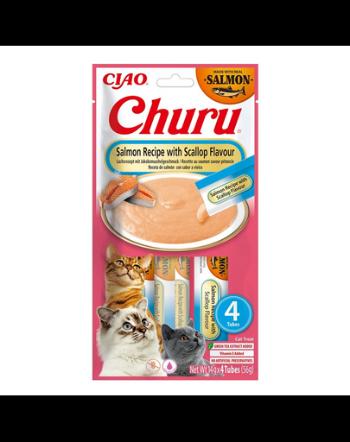 INABA Churu Cat Salmon with Scallop 4x14g recompensa pisici, cu somon si scoici