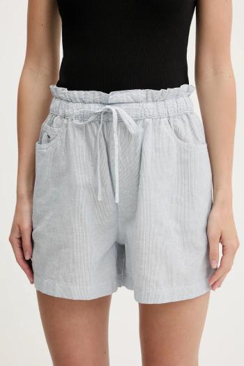 Šortky s prímesou ľanu Tommy Jeans vzorovaná, vysoký pás, DW0DW20360