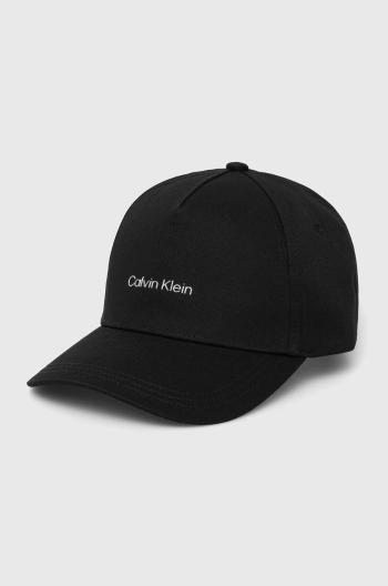 Bavlnená šiltovka Calvin Klein čierna farba, jednofarebná, K60K610525