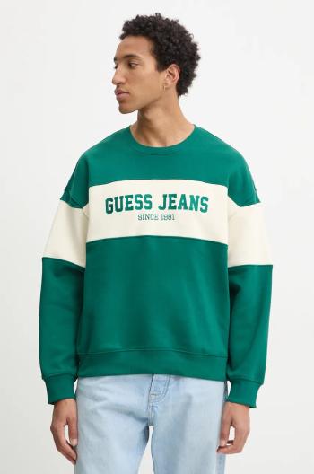 Mikina Guess Jeans pánska, zelená farba, vzorovaná, M4BQ39 K9V31
