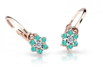 Cutie Jewellery Pôvabné detské náušnice z ružového zlata C2152-10-X-4 svetlo zelená