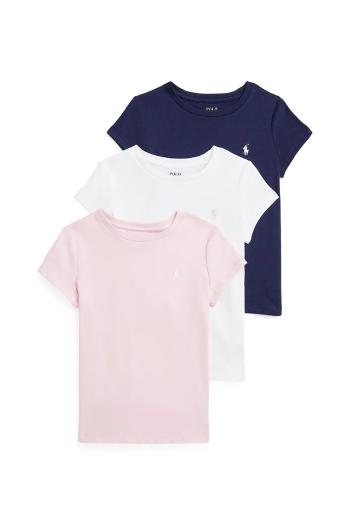 Detské bavlnené tričko Polo Ralph Lauren 3-pak ružová farba, 312902553004