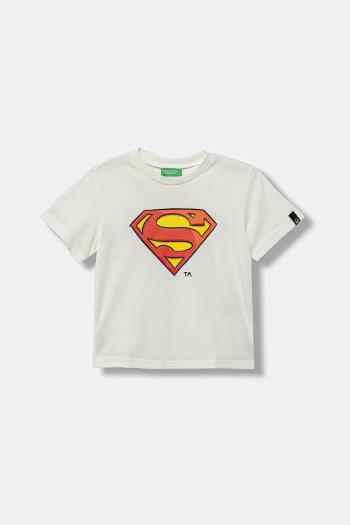 Detské bavlnené tričko United Colors of Benetton biela farba, s potlačou, 3JERG10JX