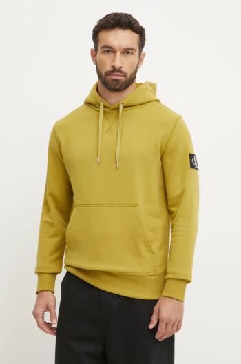 Bavlnená mikina Calvin Klein Jeans pánska, zelená farba, s kapucňou, s nášivkou, J30J323430