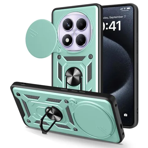 RING CAMERA Kryt s držiakom pre Xiaomi Redmi Note 14 Pro zelený