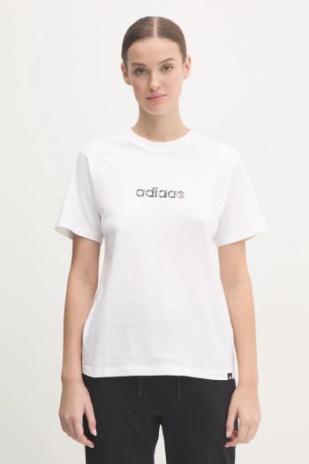 Bavlnené tričko adidas Camo dámske, béžová farba, JN1400