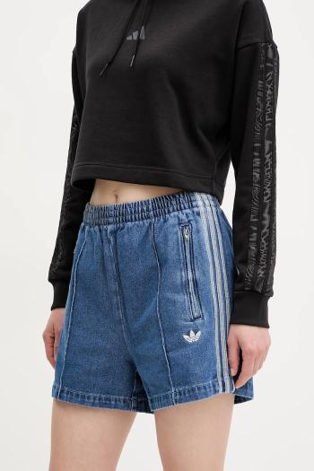 Rifľové krátke nohavice adidas Originals Firebird dámske, s nášivkou, vysoký pás, JD2562