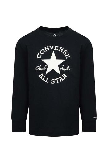 Detské tričko s dlhým rukávom Converse čierna farba, s potlačou, 8CG400
