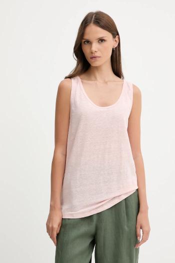 Ľanový top United Colors of Benetton ružová farba, 37UJE8398