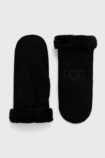 Semišové rukavice UGG 20932-BLK, dámske, čierna farba