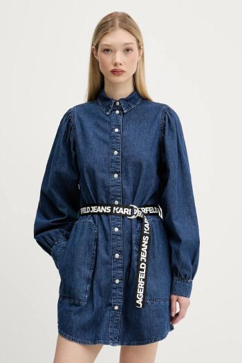 Rifľové šaty Karl Lagerfeld Jeans tmavomodrá farba, mini, rovný strih, A3W13014