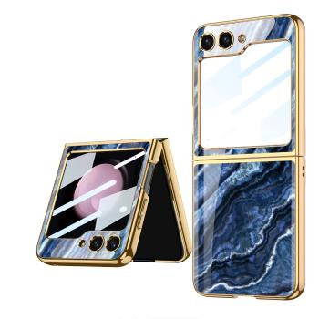 GKK GLASS Ochranný kryt Samsung Galaxy Z Flip5 5G DARK BLUE MARBLE