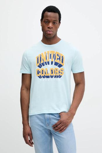 Bavlnené tričko United Colors of Benetton pánske, fialová farba, s potlačou, 3I1XU1096