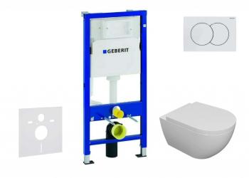 GEBERIT - Duofix Set predstenovej inštalácie, klozetu Oudee a dosky softclose, tlačidlo Delta01, alpská biela SANI11CA3102