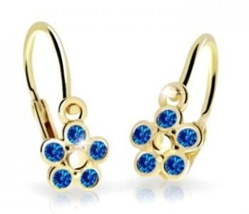 Cutie Jewellery Detské kvietkové náušnice zo žltého zlata C2744-10-X-1 modrá