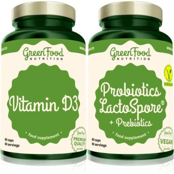 GreenFood Nutrition Probiotics Lactospore® with Prebiotics + Vitamin D3 sada na podporu trávenia