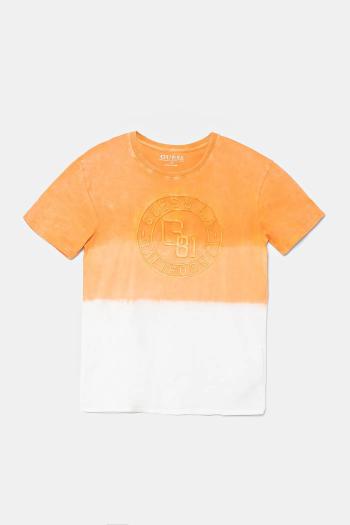 Detské bavlnené tričko Guess oranžová farba, s nášivkou, L5GI10 K8HM4