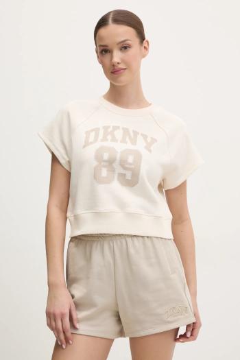 Bavlnené tričko Dkny dámsky, béžová farba, DP5T1231