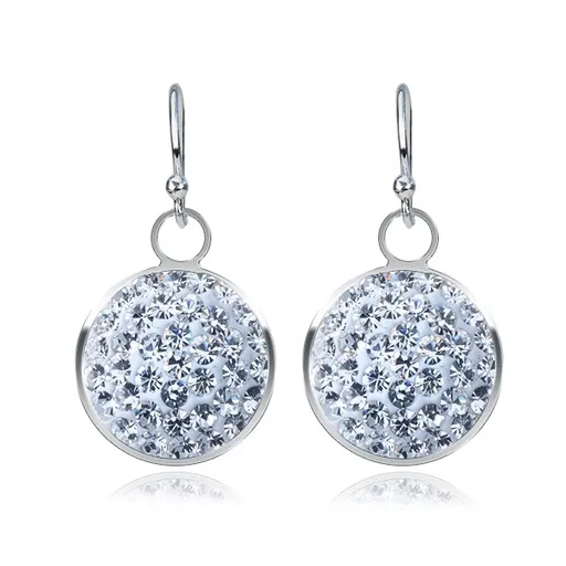 Strieborné náušnice 925 - číre zirkóny v kruhovom podklade, 11 mm