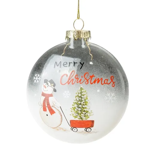 ArtFir Vianočná dekorácia GUĽA 509 | sklenená biela/červená 10 cm