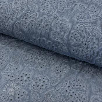 Bavlnená látka VOILE EMBROIDERY Vintage jeans