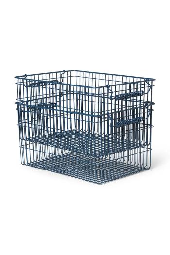 Úložný kôš ferm LIVING Cala tmavomodrá farba