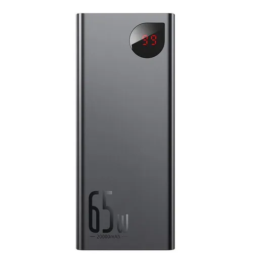Baseus Adaman Metal Power Banka s digitálnym displejom QC + PD 20000mAh 65W, čierna + USB-A/USB-C kábel 30cm, čierna