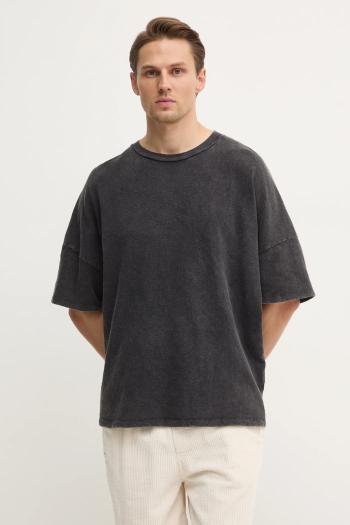 Bavlnené tričko American Vintage pánske, šedá farba, melanžové, MSON02AGE25