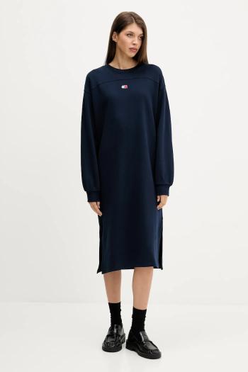 Bavlnené šaty Tommy Jeans tmavomodrá farba, mini, oversize, DW0DW21484