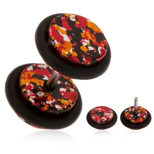 Akrylový falošný piercing do ucha, rôznofarebné škvrny na povrchu