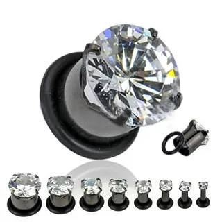 Tunel do ucha z titánu, anodizovaný, s gumičkou a zirkónom - Hrúbka: 10 mm