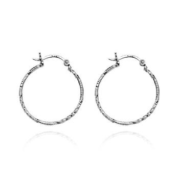 Strieborné kruhové náušnice 925 - točená línia so zárezmi, 20 mm