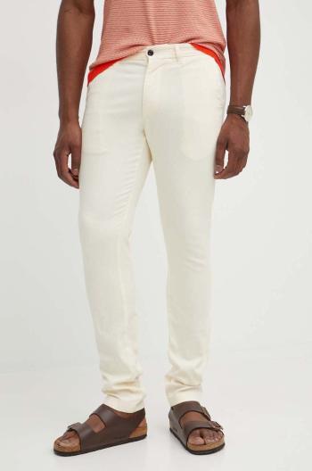Nohavice Tommy Hilfiger pánske,béžová farba,priliehavé,MW0MW33910