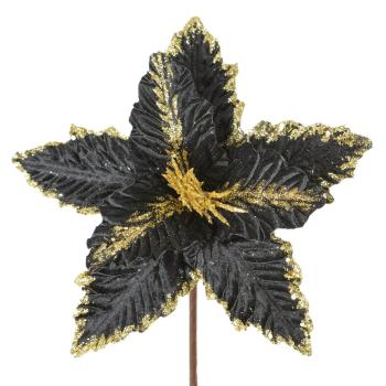 ArtFir Vianočný kvet 220 | čierna/zlatá 25 cm