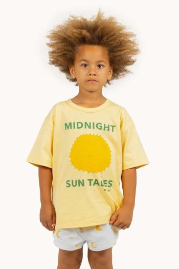 Detské bavlnené tričko Tinycottons SUN TALES GRAPHIC TEE žltá farba, s potlačou, SS25-089