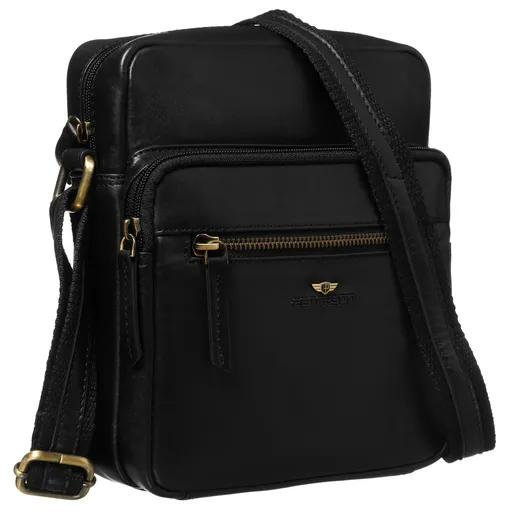 Pánska čierna kožená crossbody taška – mestská elegancia s viacerými zipsovými vreckami