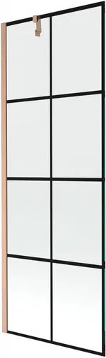 MEXEN/S - Next vaňová zástena FIX 70 x 150, čierna vzor, meď kartáčovaná - 895-070-000-00-70-77 895-070-000-00-77-65