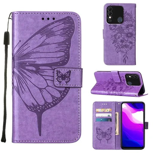 ART Peňaženkový kryt Tecno Spark 8 BUTTERFLY fialový
