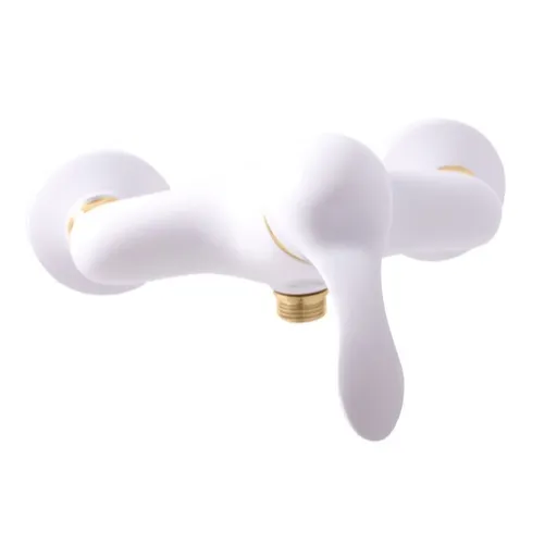 Sprchová batéria RAV SLEZÁK LABE bez sprchového setu 150 mm bílá/zlato L081.5BZ