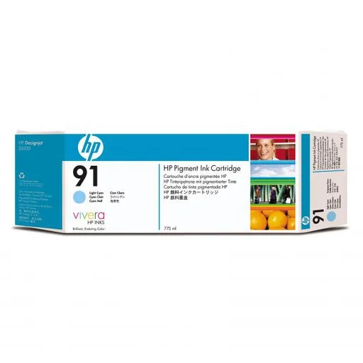 HP C9470A - originálna cartridge HP 91, svetlo azúrová, 775ml