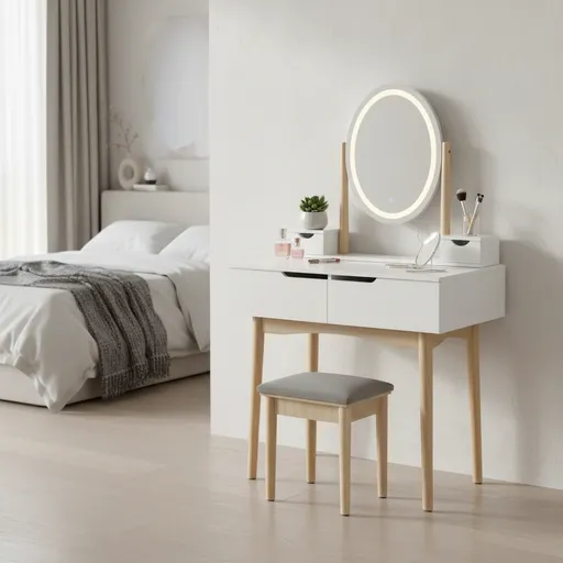 ArtJum Toaletný stolík WERRY s oválnym LED zrkadlom