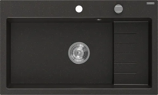 MEXEN MEXEN - Omar granitový drez 800 x 480 mm, čierna / zlatá metalik, sifón chróm 6520801005-75