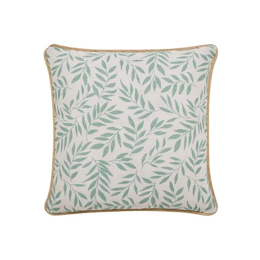 Vankúšik s rastlinným vzorom a jutovým lemom