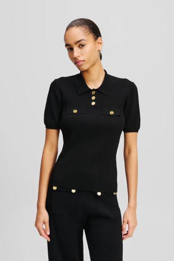 Polo tričko Karl Lagerfeld dámske, čierna farba, A2W18027