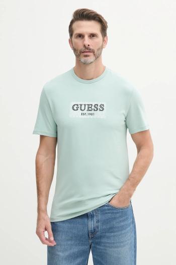 Tričko Guess pánske, zelená farba, s nášivkou, M5GI19 J1314