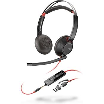 Poly Blackwire 5220 náhlavná súprava, 3.5 mm jack + USB-C/A adaptér, stereo